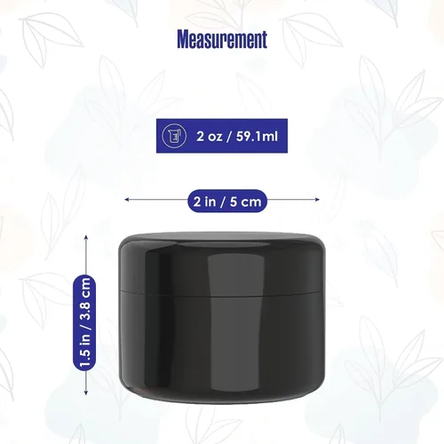 Vista 3 de Houseables Recipientes cosméticos con tapas, tarros negros, recipiente de loción, tarros de 2 onzas con tapas, pequeño recipiente de plástico