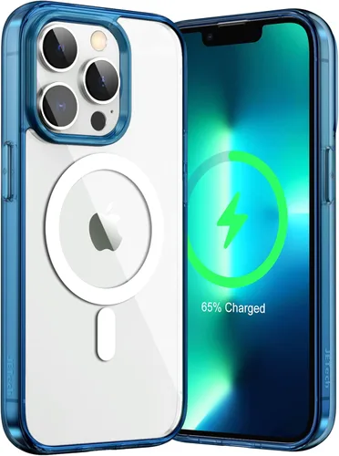 Vista 8 de JETech Funda magnética para iPhone 13 de 6.1 pulgadas, compatible con carga inalámbrica MagSafe, a prueba de golpes, parte trasera transparente