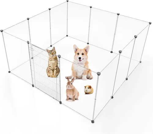 Vista 10 de BRIAN & DANY Dog Playpen Portable for Small Animals, Dog Play Pen Indoor, Transparent Pet Playpen for Puppies, Cats, 40" L x 40" W x 28" H Dog