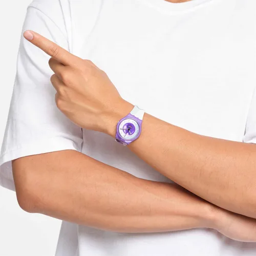 Vista 3 de Swatch Dragon Ball Z cuarzo esfera blanca reloj de mujer GZ359, Moderno