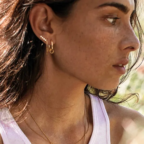 Vista 3 de MYEARS Women Huggie Earrings Gold Hoop 14K Gold Filled Small Simple Handmade Hypoallergenic Everyday Jewelry