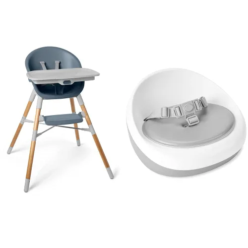 Vista 6 de Skip Hop Esenciales para la hora de la comida para bebés con silla alta y refuerzo EON 4 en 1, gris/blanco Set Regalo Gris/Blanco