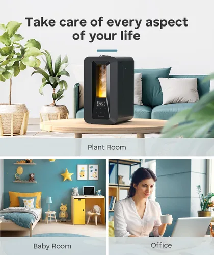 Vista 9 de BREEZOME Humidificadores de 6L para dormitorio, humidificador de llenado superior de niebla fría con difusor de aroma, humidistato, luz nocturna
