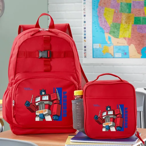 Vista 3 de Let's Make Memories Mochila personalizada con lonchera (opcional) - Colección TRANSFORMERS, Rojo -, Optimus Prime