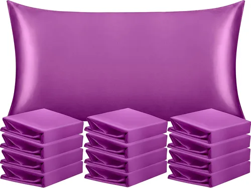 Vista 48 de NTBAY Paquete de 2 fundas de almohada estándar de satén para cabello y piel, lujosas y sedosas fundas de almohada con cierre de sobre, 20 x 26