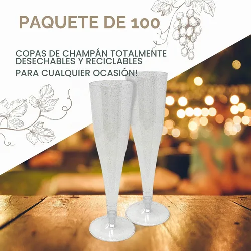 Vista 2 de Reli. Copas de champán de plástico, paquete de 100 Copa de champán