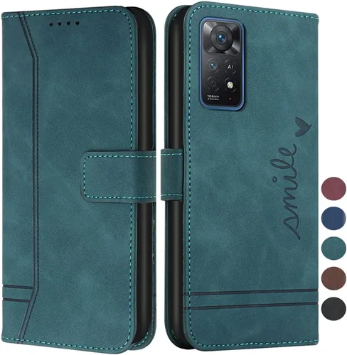 Vista 11 de Funda tipo cartera para Redmi Note 11 Pro, Redmi Note 11 Pro con tarjetero de cuero con función atril de protección completa magnética compatible