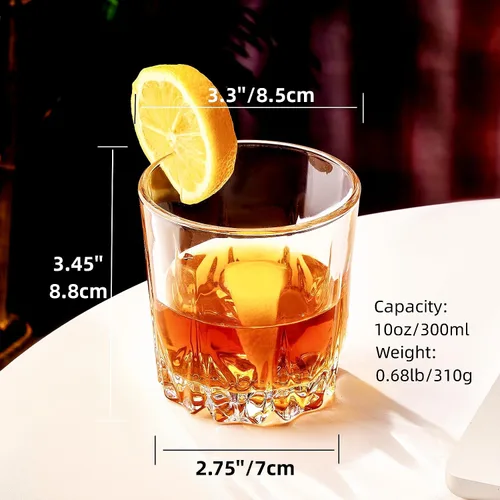 Vista 2 de GLASKEY Juego de 4 Vasos de Whisky, Vaso Old Fashioned de Cristal Sin Plomo, Vasos Tumbler Escoceses para Beber Bourbon, Coñac, Whisky Irlandés