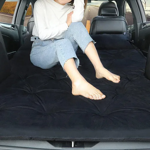 Vista 6 de Colchón de aire autoinflable para automóvil, tapete de dormir para acampar con almohada integrada, cama de automóvil para automóvil, SUV, MPV (negro)