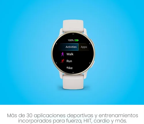 Vista 5 de Garmin vívoactive 5, reloj inteligente GPS de salud y fitness, pantalla AMOLED, hasta 11 días de batería, color marfil