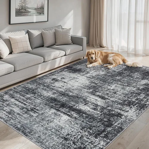 Vista 11 de Area Rugs - Alfombra para sala de estar, 4 x 6, lavable, moderna, abstracta, suave, neutra, antideslizante, grande para interiores, resistente a