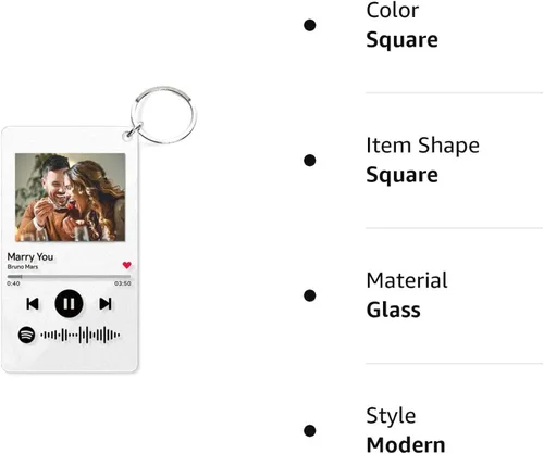 Vista 8 de Custom Spotify Keychain with PictureCustom Scannable Spotify Music Song Code Keychain