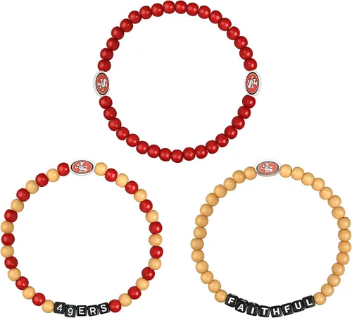 Vista 3 de FOCO NFL unisex-adult NFL Team Logo Officially Licensed 3-Pack Beaded Friendship Bracelets