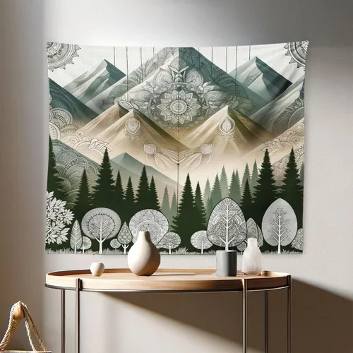 Vista 73 de Ambesonne Tapiz bohemio, diseño floral de bruja, luna y mariposa con adornos de mandala, decoración de tela para colgar en la pared para dormitorio
