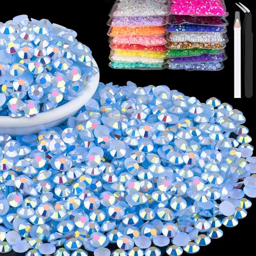 Vista 22 de 15000 diamantes de imitación de resina de 0.079 pulgadas a granel, diamantes de imitación de gelatina redondos negros con parte trasera plana, gemas