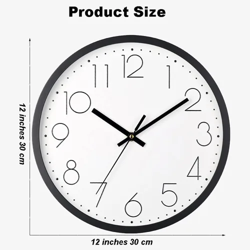 Vista 3 de Reloj de pared, relojes de pared de cocina, reloj silencioso redondo, clásico, funciona con pilas, diseño moderno y estilo para sala de estar