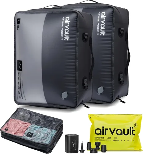 Vista 15 de AirVault - Bolsa de viaje de compresión al vacío reutilizable para maleta y mochila, reciclada, IPX8, impermeable, ahorradora de espacio