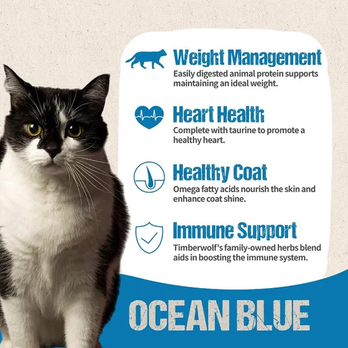 Vista 6 de Timberwolf Receta de salmón azul marino con alto contenido de proteínas para gatos de 10 libras
