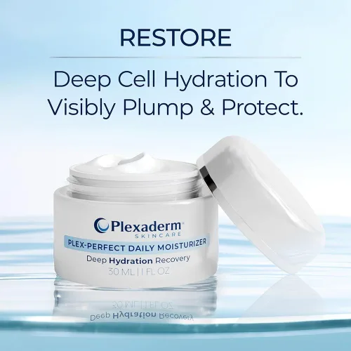 Vista 3 de Plexaderm Hidratante facial diario, ácido hialurónico para hidratación profunda, para todo tipo de piel, sin fragancia, 1 onza líquida