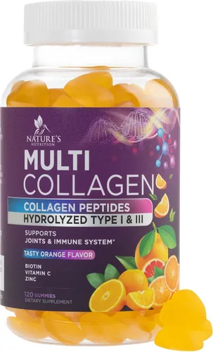 Vista 10 de Gomitas de colágeno – Crecimiento del cabello y apoyo inmunológico, suplemento para la piel y las uñas – 2500 mcg de biotina por porción – Multi