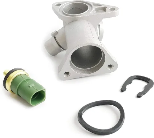 Vista 2 de Brida de salida de refrigerante de aluminio fundido + sensor de temperatura de repuesto para VW Passat B5 GLS 2001 Audi A4 1.8T 058121132C 2000-2005