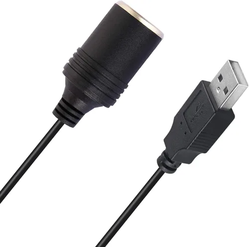 Vista 6 de Adaptador USB A macho a hembra de 12V para encendedor de cigarrillos de coche para GPS Dashcam y más - Negro (0.3M/1 pie)