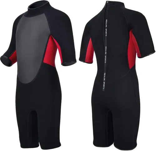 Vista 10 de Traje de neopreno de 3 mm para niños, niñas, niños pequeños y jóvenes; traje de baño completo térmico para agua fría; cremallera en la espalda