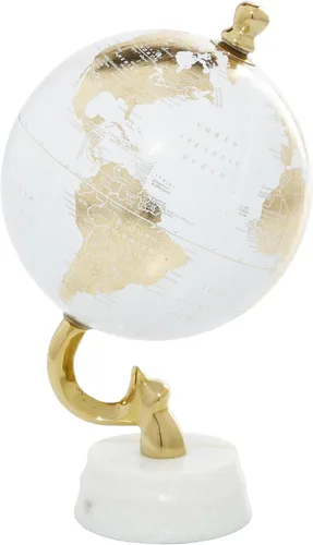 Vista 12 de Deco 79 Globo de aluminio con base de mármol, 5 "x 5" x 10 ", dorado