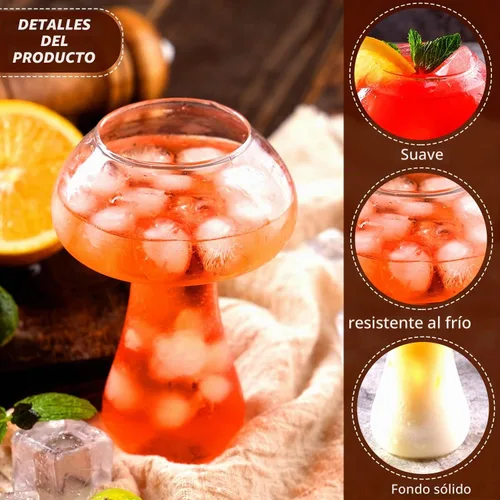Vista 3 de WHJY Vasos de vidrio de setas, copas creativas para cócteles, copas de hongos, copa de vino, copa de copa de vidrio, vasos de Martini divertidos