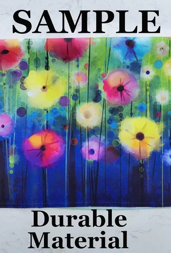 Vista 5 de Acuarela abstracta primavera verano temporada flores verdes pintura arte jardín patio bandera 12 x 18 pulgadas poliéster bandera bienvenida casa