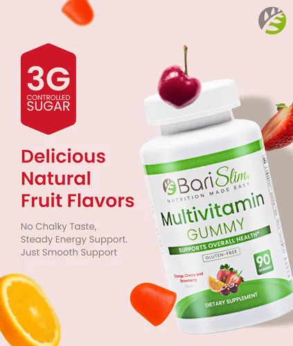 Vista 4 de BariSlim Gomitas multivitamínicas masticables bariátricas, vitaminas gomosas especialmente formuladas para pacientes después de una cirugía