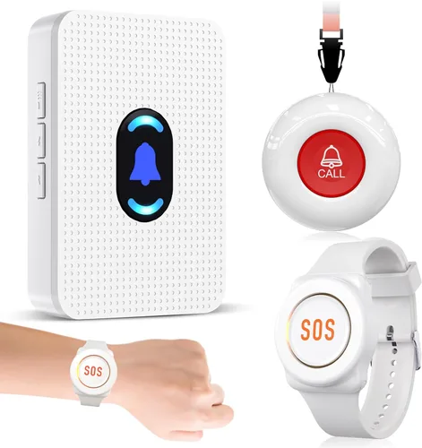 Vista 8 de Daytech Botón de llamada inalámbrico del localizador del cuidador para ancianos en el hogar Sistemas de alerta de vida para personas mayores