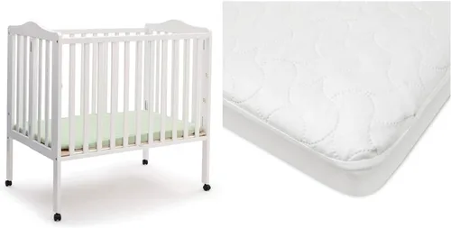 Vista 11 de Delta Children Cuna portátil plegable mini para bebé con colchón de 1.5 pulgadas - Certificado Greenguard Gold, gris