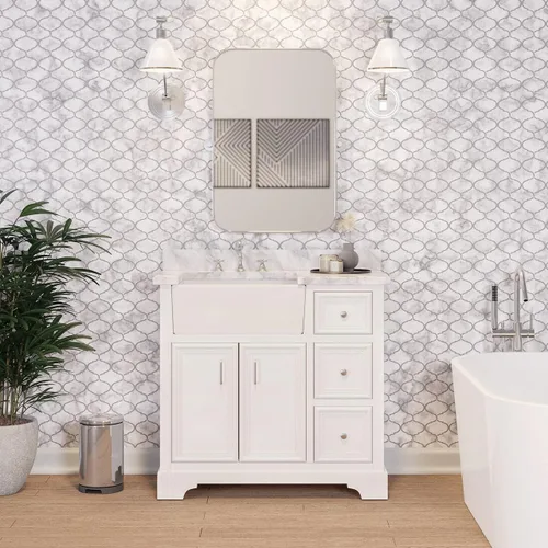 Vista 11 de Kitchen Bath Collection Zelda - Mueble de granja de 36 pulgadas (carrara/chocolate): incluye gabinete de chocolate con encimera de mármol italiano