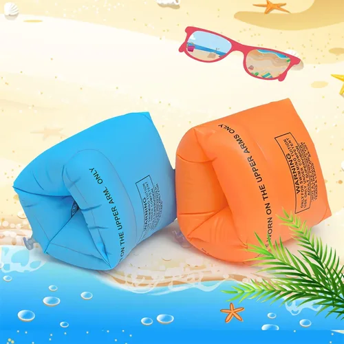Vista 6 de Anillos flotantes de brazo de natación para niños y adultos (paquete de 8) con bomba inflable, flotadores de brazo de PVC para niños, bandas