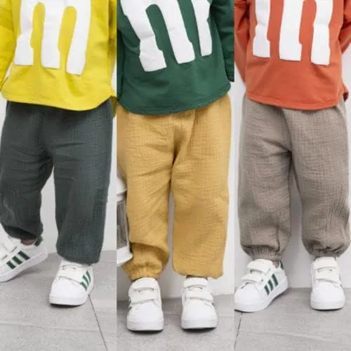 Vista 2 de Pantalones deportivos de algodón y lino para bebé, pantalones largos básicos elásticos, pantalones largos con harén, ropa de otoño