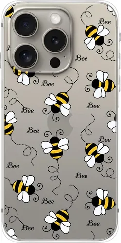 Vista 3 de Blingy's Funda para iPhone 15 Pro Max, funda protectora transparente de TPU suave de TPU transparente de 6.7 pulgadas (estilo abeja)