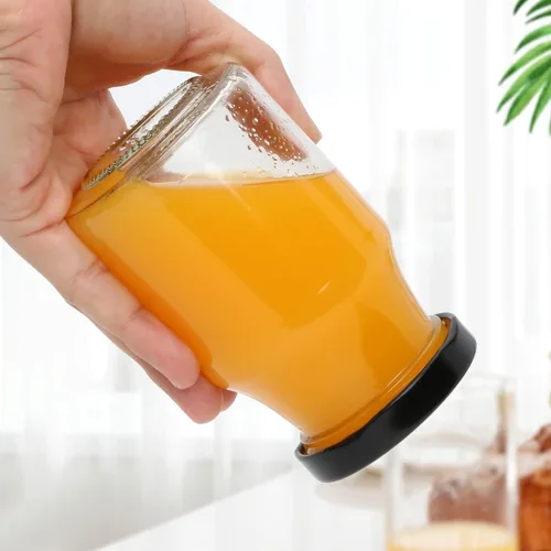 Vista 3 de QAPPDA Juego de 36 botellas de vidrio de 6 onzas, botellas de leche de vidrio transparente con tapa, botellas de jugo reutilizables de 6.8 fl oz