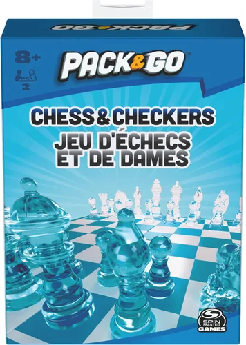 Vista 5 de Juego de mesa Pack & Go de ajedrez y damas de Spin Master Games Juego portátil de 2 jugadores Tablero de ajedrez Juego de ajedrez para adultos