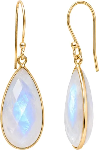 Vista 27 de Gempires - Aretes largos de gota con piedras preciosas facetadas para mujer