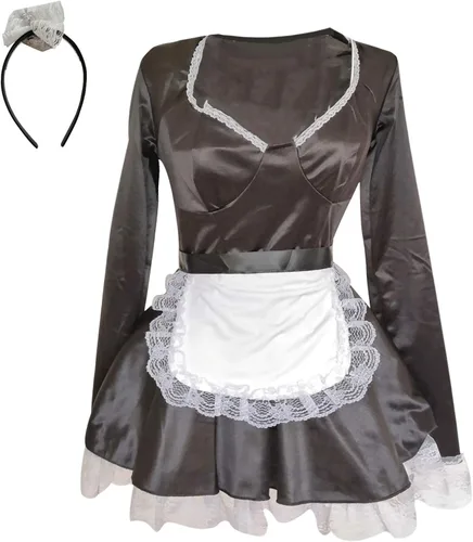 Vista 2 de VEFSU - Conjunto de uniforme de una pieza para mujer, lencería erótica, sexy
