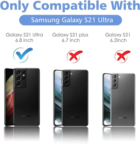 Vista 2 de IMLUCKIES Funda para Samsung Galaxy S21 Ultra con cubierta de la cámara, parte trasera de PC dura y parachoques suave, protector y ajuste delgado