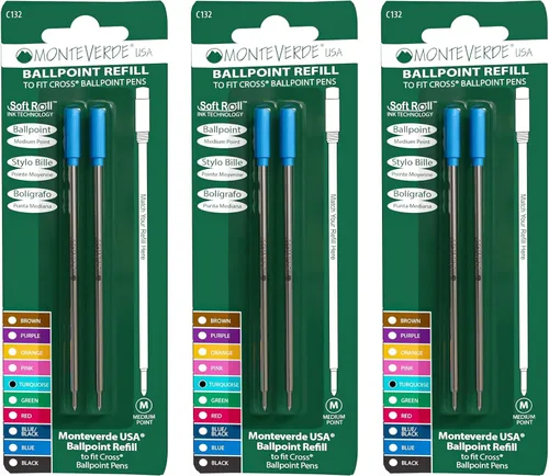 Vista 21 de Monteverde Recambios de bolígrafo suave USA para adaptarse a bolígrafos cruzados, punta media, tinta negra, paquete de 6 – Solución de escritura