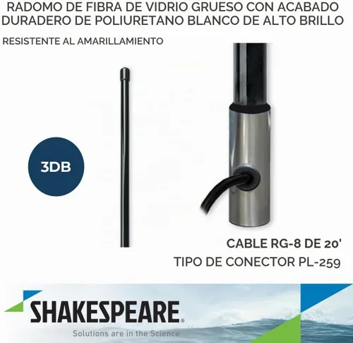 Vista 3 de Shakespeare Antena marina 5401-XT Galaxy Black de 4 pies Negro