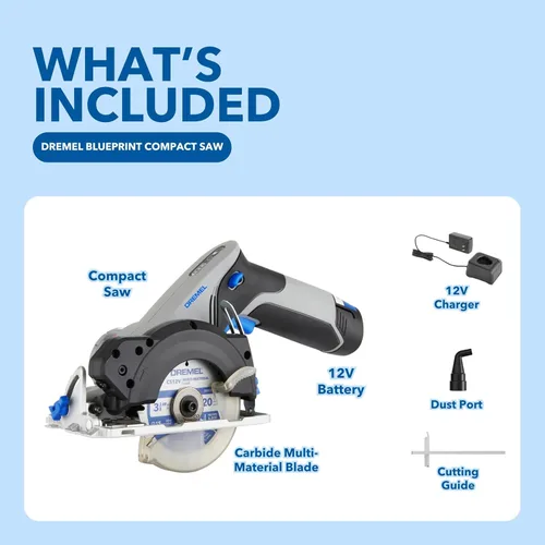 Vista 3 de Dremel Blueprint - Sierra circular compacta sin escobillas de 12 V con guía láser integrada, batería de iones de litio y cargador (CS12V-S1)