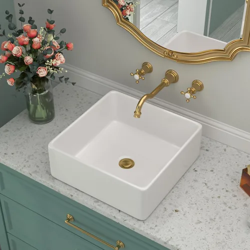 Vista 18 de Fregadero redondo de cerámica blanca de 13 pulgadas con forma ovalada de porcelana sobre mostrador, fregadero de arte moderno Beslend 13 Inch