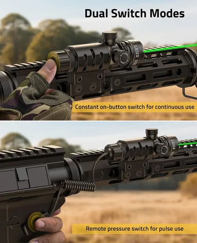 Vista 3 de CVLIFE Laser Sight for Rifle with Picatinny Rail Mount/Barrel Mount, Green Laser for Guns, Low-Profile Laser Sight with Pressure Switch