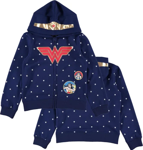 Vista 2 de Mighty Fine Sudadera con capucha para niñas de Wonder Woman Cosplay para niñas pequeñas y grandes, tallas XS-XL
