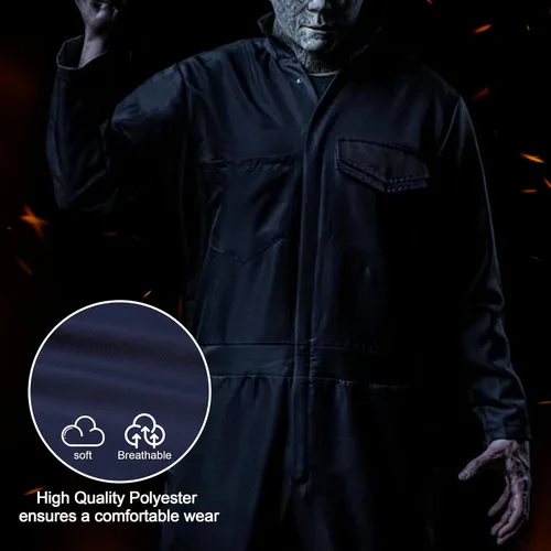 Vista 6 de Disfraz de Michael Myers cómodo disfraz de Halloween para adultos para hombres y mujeres máscara perfecta de Michael Myers no incluida