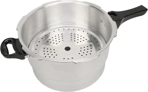 Vista 8 de Olla a presión de acero inoxidable para inducción y estufa, olla a presión de cocina con placa de vapor, olla a presión segura para cocinar fideos
